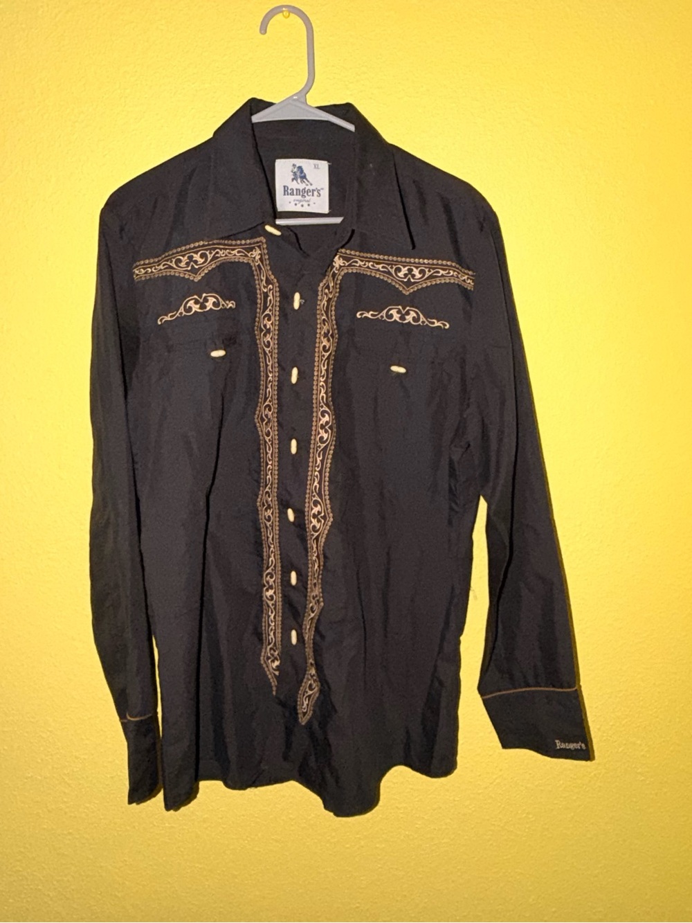 Black Western Embroidered Mens Shirt